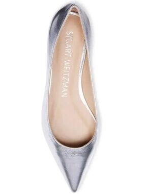 Stuart Weitzman Silver Pointed Toe Flat